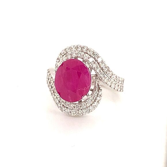 Natural Ruby Diamond Ring 14k Gold 6.32 TCW Size 6.5 GIA Certified $6,975 111872 - Picture 6 of 12